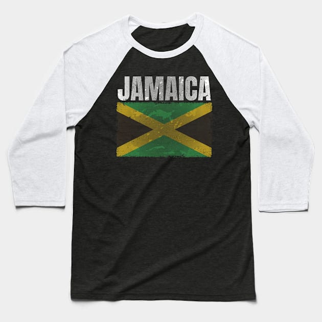 Distressed Jamaica Flag Graphic Gifts for Men Women Kids Jamaican Baseball T-Shirt by Smoothbeats